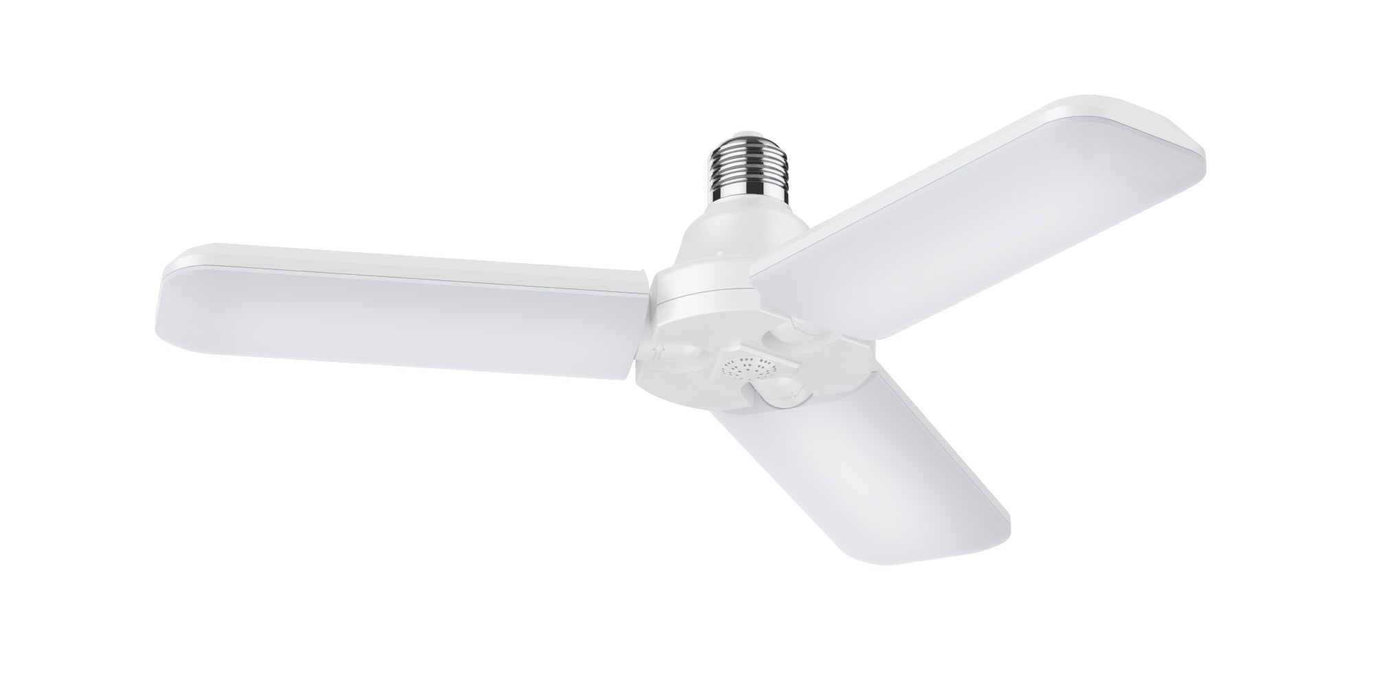 Led light bulb with three white blades on a white background