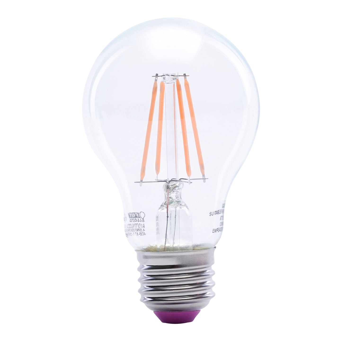 4.5W Clear Glass Pink A19 Dimmable LED Filament Light Bulb