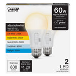 10W (60W Replacement) Adjustable White E26 Base A19 LED Bulb (2 - Pack) - Worldwide Electric Supplies