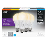 10W (60W Replacement) Selectable White A19 E26 Base Dimmable General - Purpose LED Bulb (4 - Pack) - Worldwide Electric Supplies