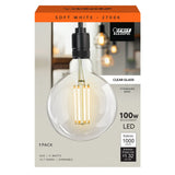 11W (100W Replacement) G40 E26 Dimmable Straight Filament Clear Glass Vintage Edison LED Light Bulb, Soft White - Worldwide Electric Supplies