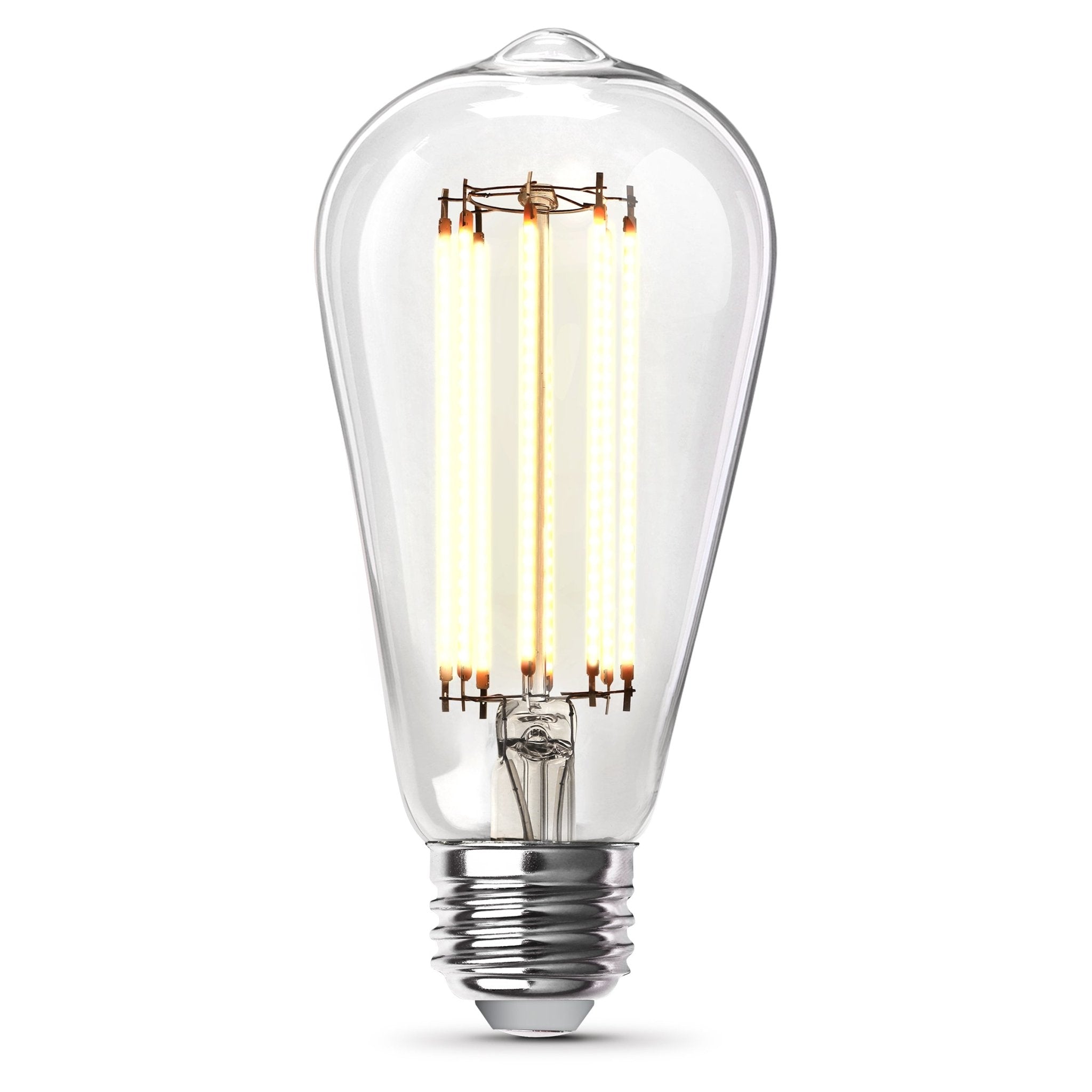 12W (100W Replacement) ST19 E26 Dimmable Straight Filament Clear Glass Vintage Edison LED Light Bulb, Bright White (4 - Pack) - Worldwide Electric Supplies