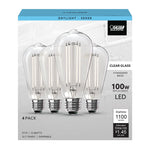 12W (100W Replacement) ST19 E26 Dimmable Straight Filament Clear Glass Vintage Edison LED Light Bulb, Daylight (4 - Pack) - Worldwide Electric Supplies