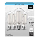 12W (100W Replacement) ST19 E26 Dimmable Straight Filament Clear Glass Vintage Edison LED Light Bulb, Daylight (4 - Pack) - Worldwide Electric Supplies