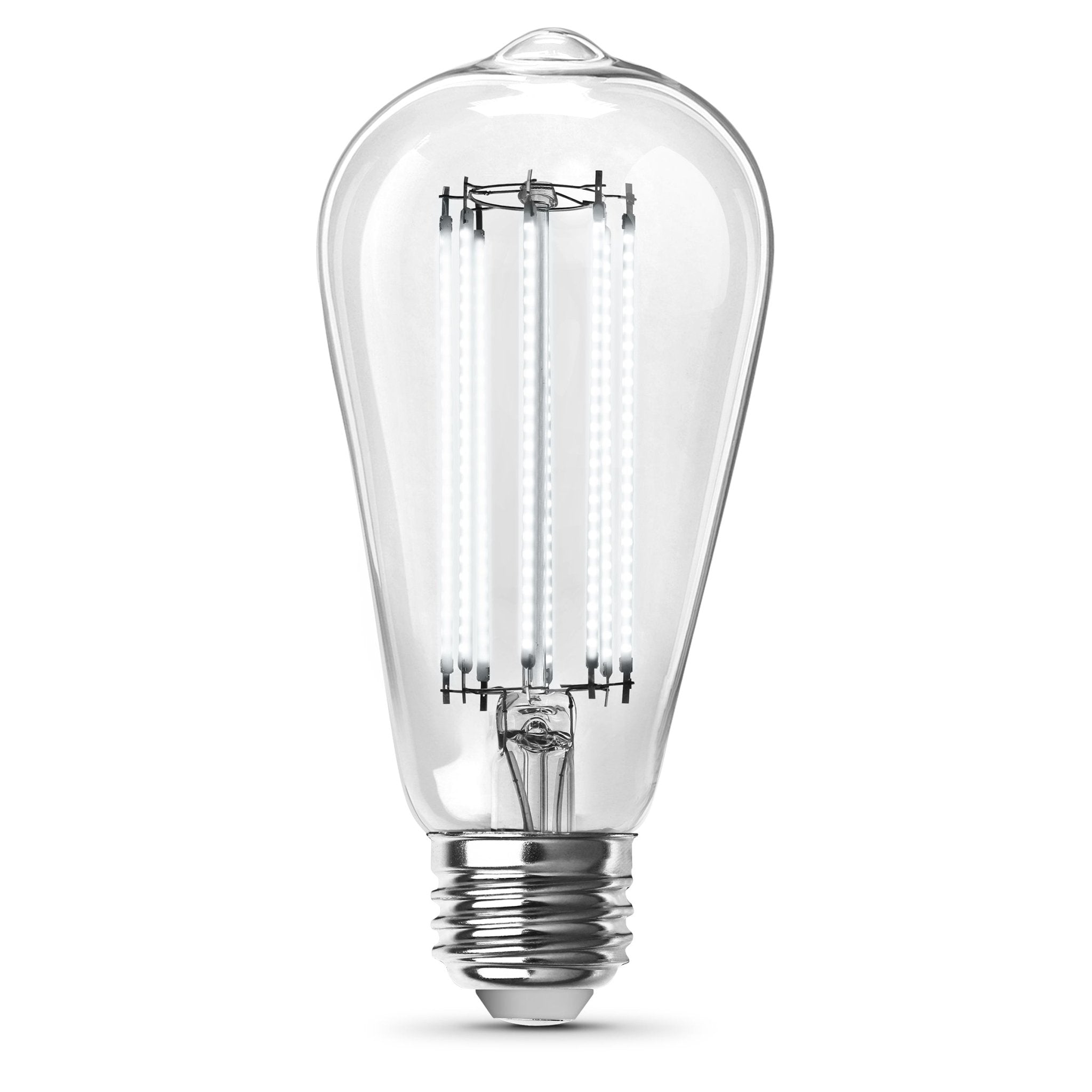 12W (100W Replacement) ST19 E26 Dimmable Straight Filament Clear Glass Vintage Edison LED Light Bulb, Daylight (4 - Pack) - Worldwide Electric Supplies
