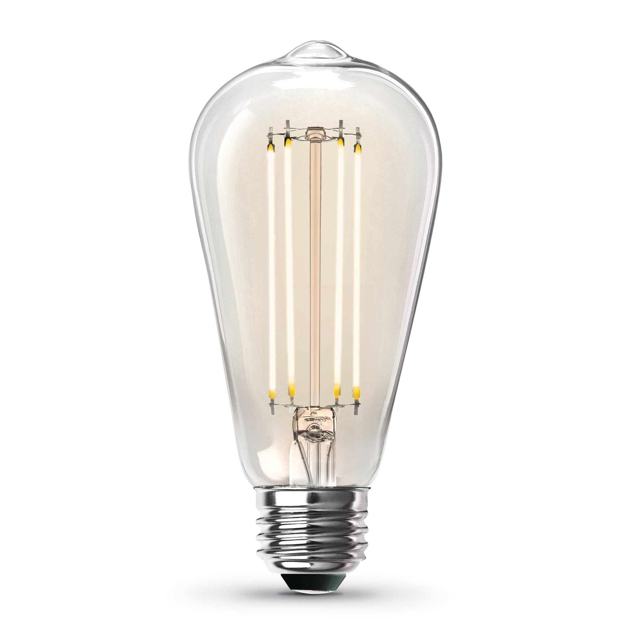 12W (100W Replacement) ST19 E26 Dimmable Straight Filament Clear Glass Vintage Edison LED Light Bulb, Soft White (4 - Pack) - Worldwide Electric Supplies