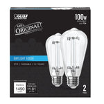 15W (100W Replacement) ST19 E26 Dimmable Straight Filament Clear Glass Vintage Edison LED Light Bulb, Daylight (2 - Pack) - Worldwide Electric Supplies