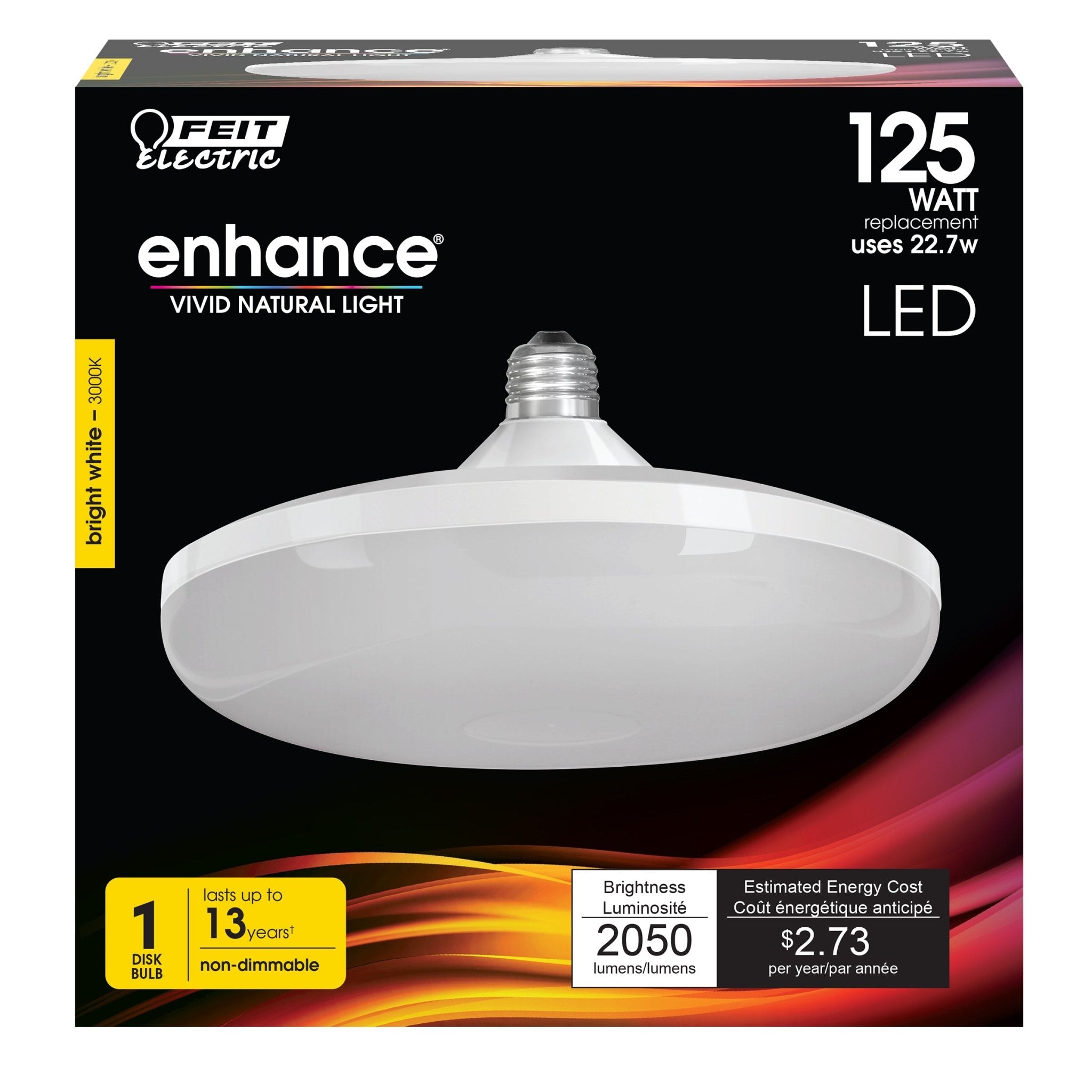 22.7W (125W Replacement) Bright White (3000K) Disk LED Light Bulb - Worldwide Electric Supplies
