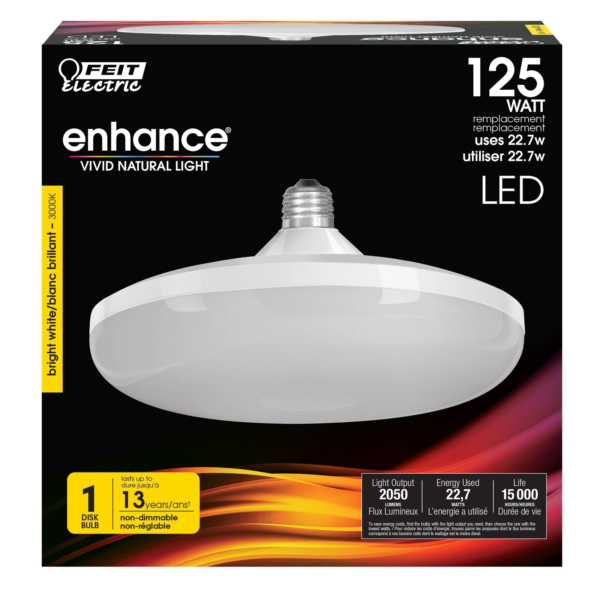 22.7W (125W Replacement) Bright White (3000K) Disk LED Light Bulb - Worldwide Electric Supplies