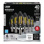 3.2W (40W Replacement) True White (3500K) E12 Base B10 Blunt Tip Dimmable Enhance Filament LED Bulb (6 - Pack) - Worldwide Electric Supplies