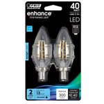 3.3W (40W Replacement) Clear B10 Dimmable Daylight Decorative LED Filament Enhance (2 - Pack) - Worldwide Electric Supplies