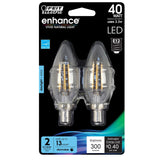3.3W (40W Replacement) Clear B10 Dimmable Daylight Decorative LED Filament Enhance (2 - Pack) - Worldwide Electric Supplies