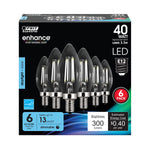 3.3W (40W Replacement) Daylight (5000K) E12 Base Clear B10 Dimmable Enhance Decorative LED Bulb (6 - Pack) - Worldwide Electric Supplies