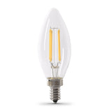 3.3W (40W Replacement) True White (3500K) E12 Base B10 Blunt Tip Dimmable Filament LED (2 - Pack) - Worldwide Electric Supplies