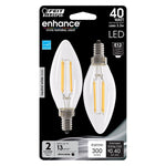 3.3W (40W Replacement) True White (3500K) E12 Base B10 Blunt Tip Dimmable Filament LED (2 - Pack) - Worldwide Electric Supplies