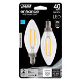 3.3W (40W Replacement) True White (3500K) E12 Base B10 Blunt Tip Dimmable Filament LED (2 - Pack) - Worldwide Electric Supplies