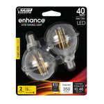 3.8W (40W Replacement) Bright White (3000K) G16 1/2 (E12 Base) Filament LED Bulb (2 - Pack) - Worldwide Electric Supplies