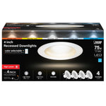 4 in. 8.5W (75W Replacement) Color Selectable (5CCT) Dimmable LED Recessed Downlight (4 - Pack) - Worldwide Electric Supplies
