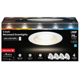 4 in. 8.5W (75W Replacement) Color Selectable (5CCT) Dimmable LED Recessed Downlight (4 - Pack) - Worldwide Electric Supplies