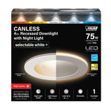 4 in. Tethered J - Box Selectable White (5CCT) LED Downlight With Night Light Mode - Worldwide Electric Supplies