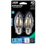 40W Replacement B10 Dimmable Daylight Decorative LED Filament Enhance (2 - Pack) - Worldwide Electric Supplies