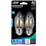 40W Replacement B10 Dimmable Daylight Decorative LED Filament Enhance (2 - Pack) - Worldwide Electric Supplies
