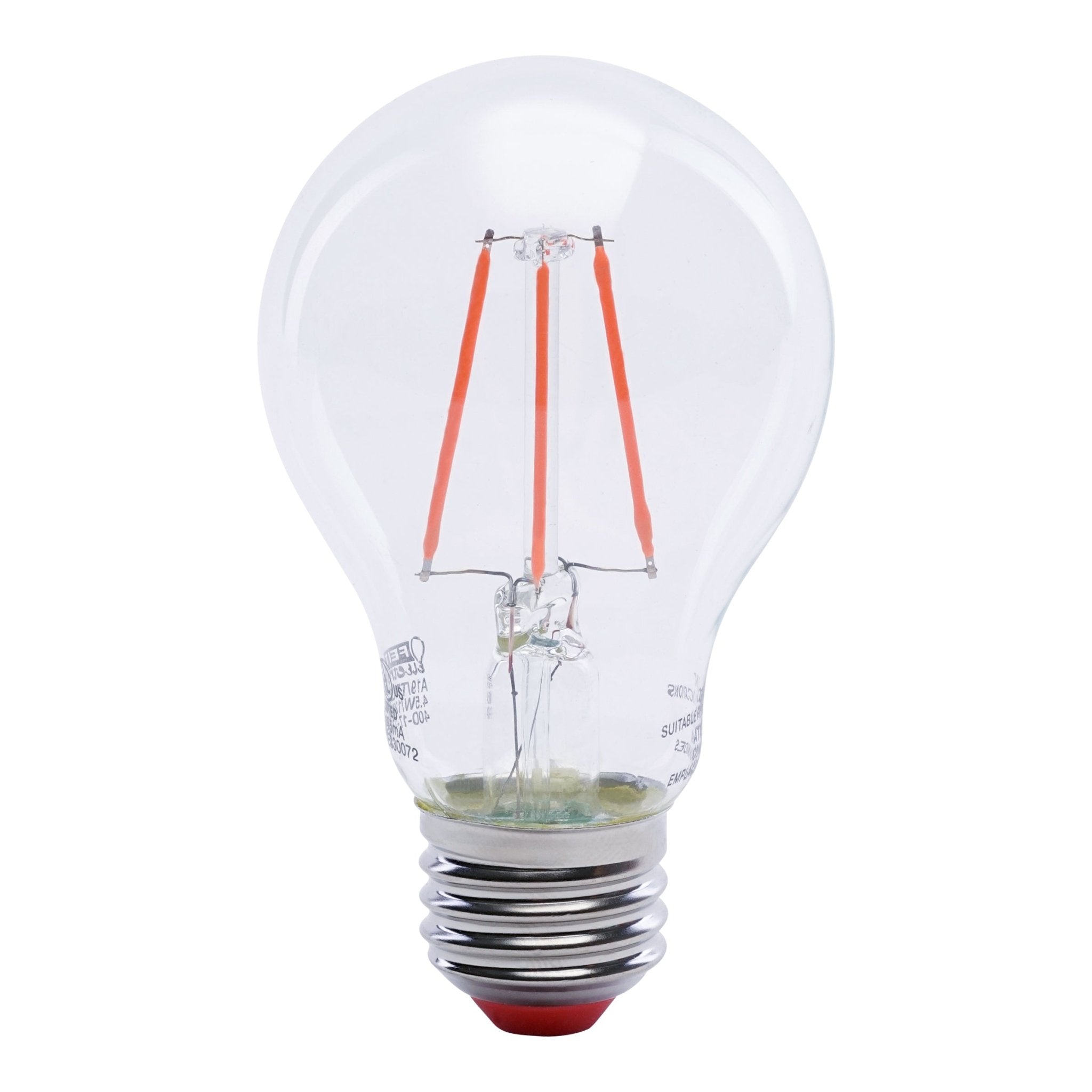 4.5W A19 Red Filament LED Filament Light Bulb - Worldwide Electric Supplies
