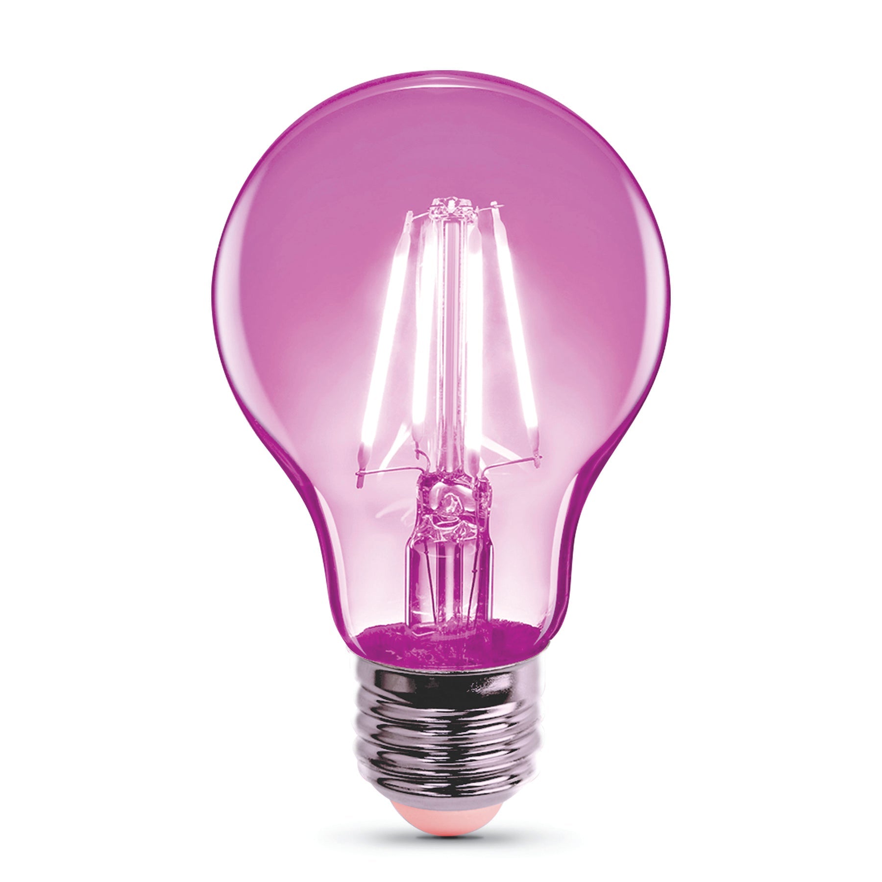 4.5W Clear Glass Pink A19 Dimmable LED Filament Light Bulb - Worldwide Electric Supplies