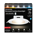 5 - 6 in. 12W (75W Replacement) Color Selectable Canless Recessed Downlight - Worldwide Electric Supplies