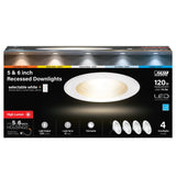 5 - 6 in. 14.3W (120W Replacement) Color Selectable (5CCT) High Output LED Recessed Downlight (4 - Pack) - Worldwide Electric Supplies