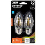 5.5W (60W Replacement) B10 Dimmable Soft White Decorative LED Filament Enhance (2 - Pack) - Worldwide Electric Supplies