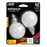 5.5W (60W Replacement) Bright White (3000K) G16 1/2 (E12 Base) Frost Filament LED Bulb (2 - Pack) - Worldwide Electric Supplies
