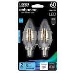5.5W (60W Replacement) Daylight (5000K) E12 Base B10 Blunt Tip Enhance Filament LED (2 - Pack) - Worldwide Electric Supplies