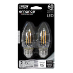 5.5W (60W Replacement) Neutral White (3500K) Clear B10 Torpedo Tip Dimmable LED Enhance Glass Filament Light Bulb (2 - Pack) - Worldwide Electric Supplies