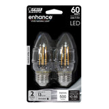 5.5W (60W Replacement) Neutral White (3500K) Clear B10 Torpedo Tip Dimmable LED Enhance Glass Filament Light Bulb (2 - Pack) - Worldwide Electric Supplies