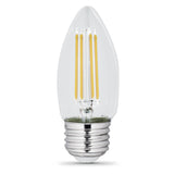 5.5W (60W Replacement) Neutral White (3500K) Clear B10 Torpedo Tip Dimmable LED Enhance Glass Filament Light Bulb (2 - Pack) - Worldwide Electric Supplies