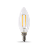 5.5W (60W Replacement) Neutral White (3500K) E12 Base B10 Dimmable Glass Filament LED (2 - Pack) - Worldwide Electric Supplies
