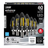 5.5W (60W Replacement) Neutral White (3500K) E12 Base B10 Dimmable Glass Filament LED (6 - Pack) - Worldwide Electric Supplies