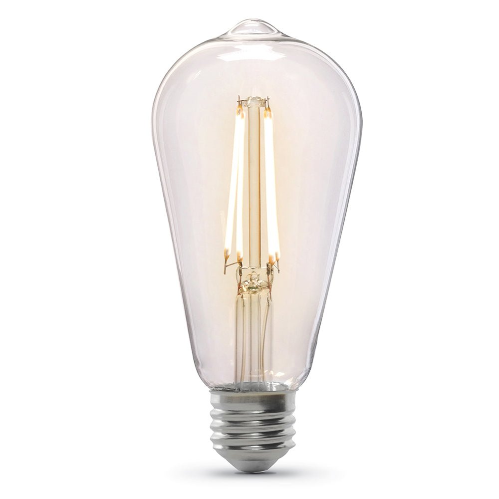 5.5W (60W Replacement) ST19 E26 Dimmable Straight Filament Clear Glass Vintage Edison LED Light Bulb, Warm Light - Worldwide Electric Supplies