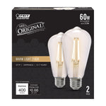 5.5W (60W Replacement) ST19 E26 Dimmable Straight Filament Clear Glass Vintage Edison LED Light Bulb, Warm Light - Worldwide Electric Supplies