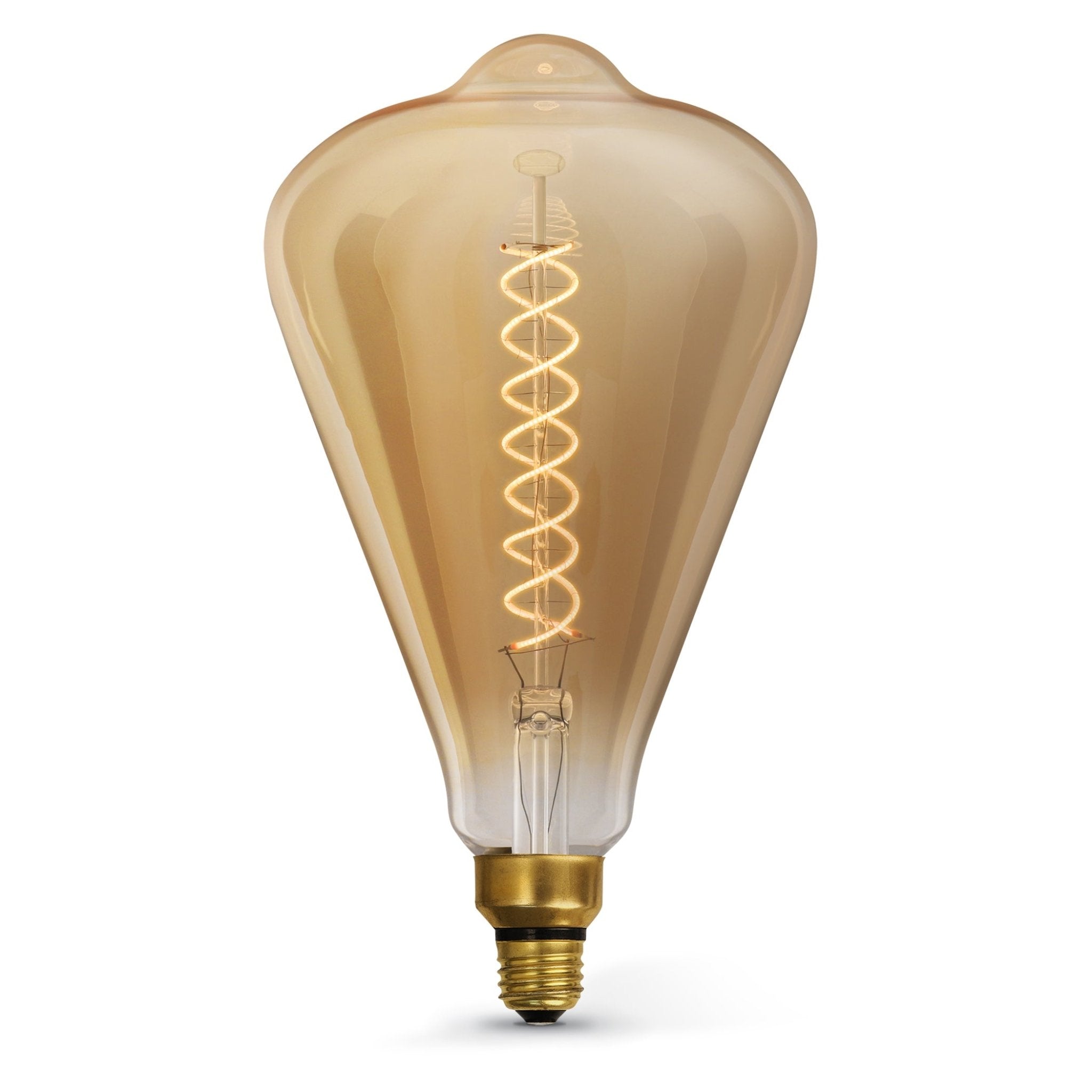 6.5W (60W Replacement) ST52 E26 Dimmable Spiral Filament Amber Glass Vintage Edison LED Light Bulb, Warm Light - Worldwide Electric Supplies