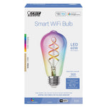 Package of 60 Watt Replacement ST21 E26 Dimmable Color Changing Spiral Filament Smart Wifi LED Bulb on a white background