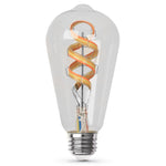 Vintage-style light bulb with spiral design on a white background