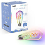Package of 60 Watt Replacement ST21 E26 Dimmable Color Changing Spiral Filament Smart Wifi LED Bulb on a white background
