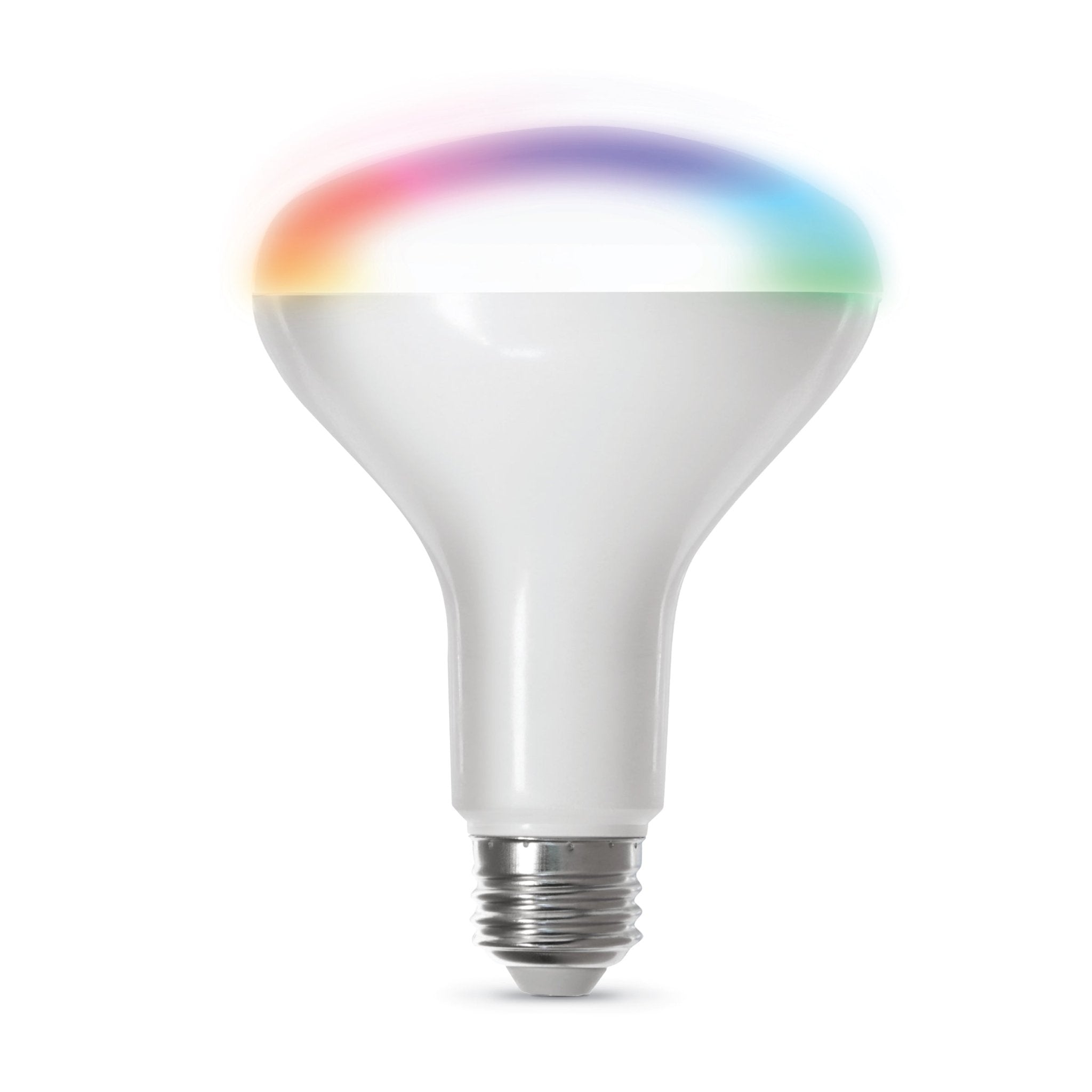 Smart light bulb with multicolor display on a white background