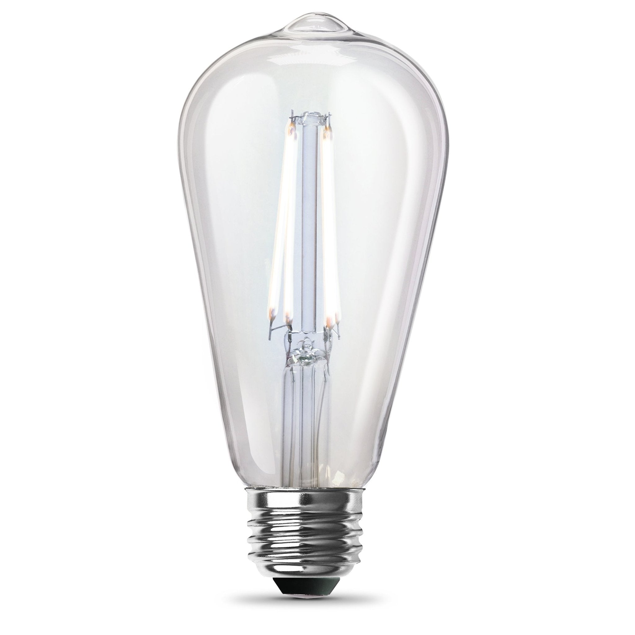 8.8W (60W Replacement) ST19 E26 Dimmable Straight Filament Clear Glass Vintage Edison LED Light Bulb, Daylight (2 - Pack) - Worldwide Electric Supplies
