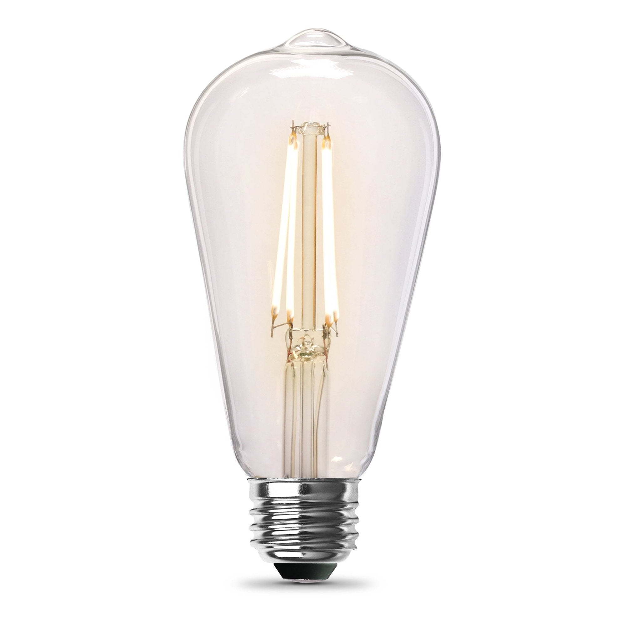 8.8W (60W Replacement) ST19 E26 Dimmable Straight Filament Clear Glass Vintage Edison LED Light Bulb, Soft White (2 - Pack) - Worldwide Electric Supplies