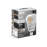 Feit Electric A19 Clear LED light bulb 100W Equiv 3500K Dimmable E26 packaging on a white background