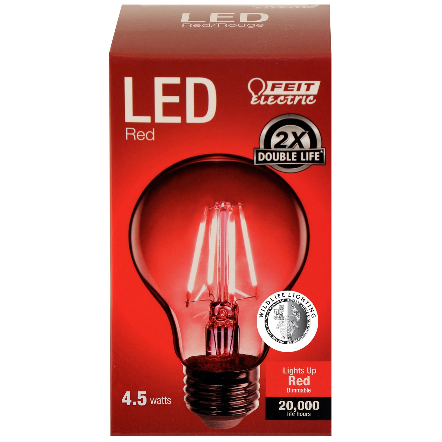 4.5W A19 Red Filament LED Filament Light Bulb