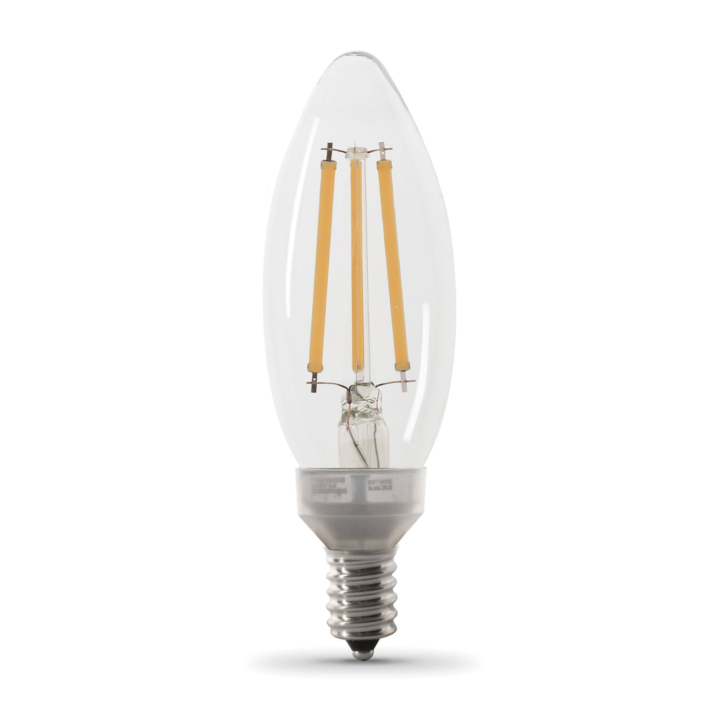 10W (100W Replacement) Blunt Tip Soft White (2700K) E12 Base B10 Filament LED (2-Pack)